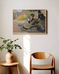 After Hover: Claude Monet - Camille Monet auf einer Gartenbank (1873)