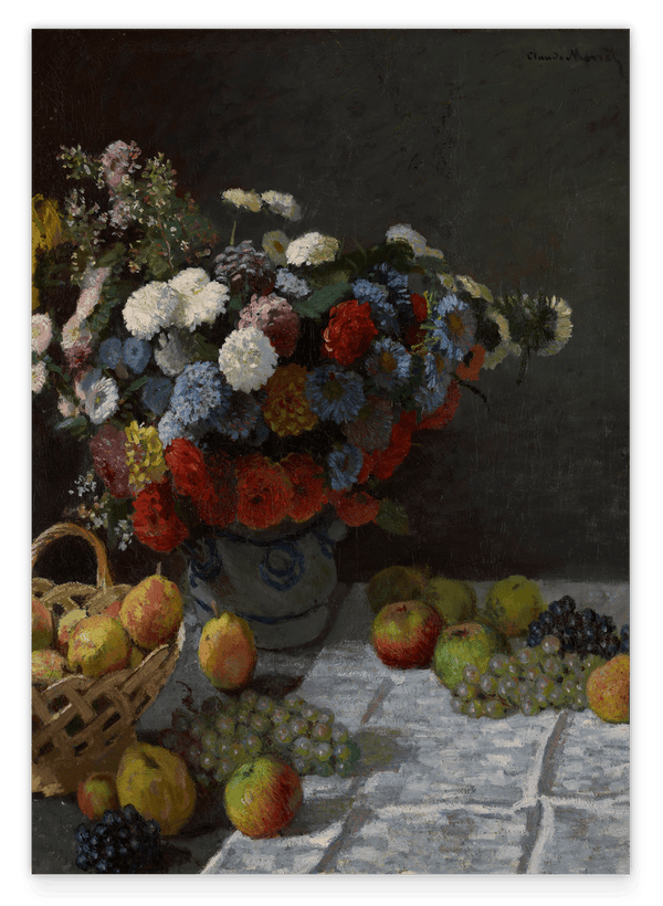 Claude Monet - Stillleben mit Blumen und Früchten (1869)