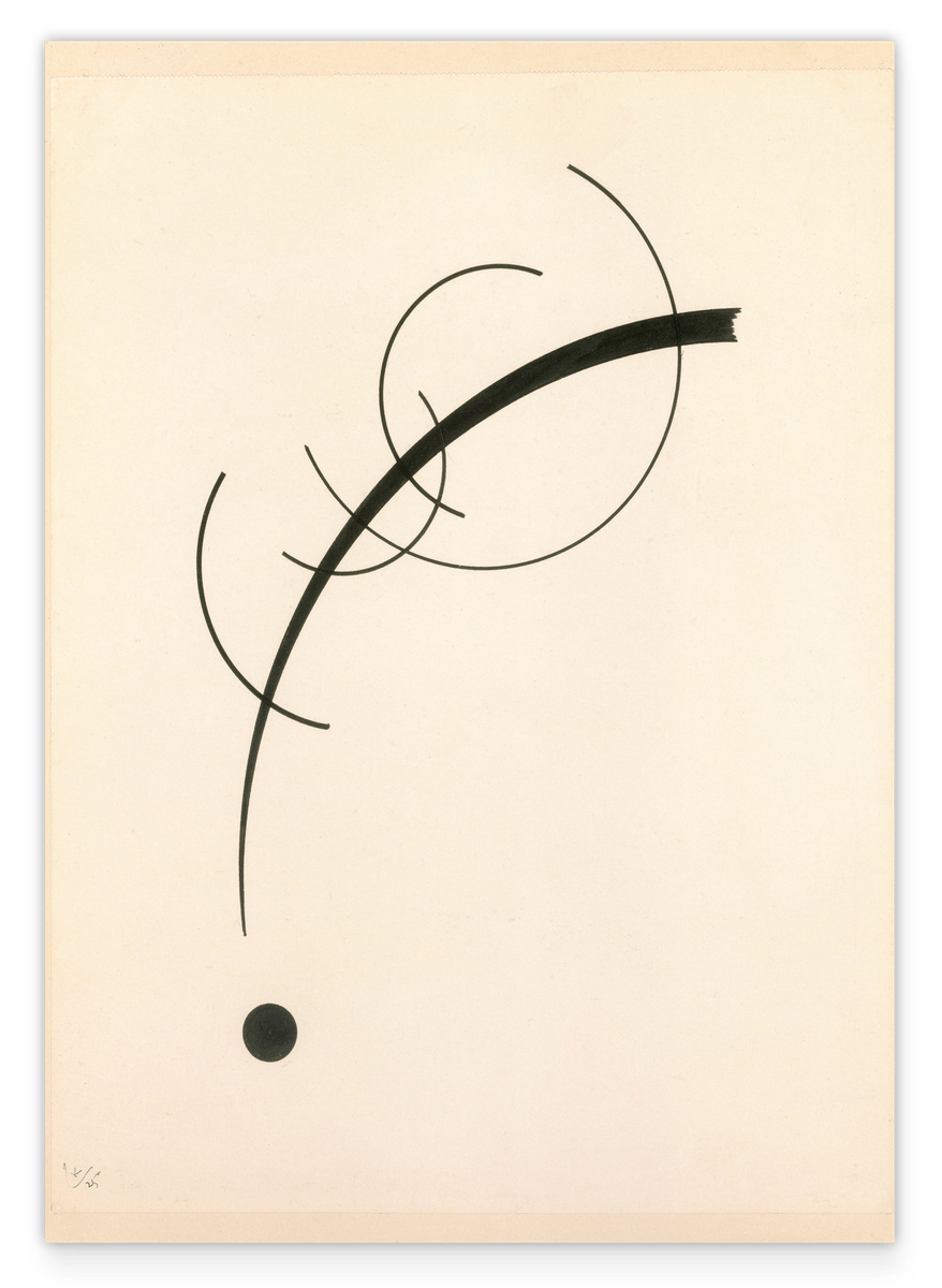 Wassily Kandinsky - Freie Kurve zum Punkt - Begleitender Ton von geometrischen Kurven (1925)