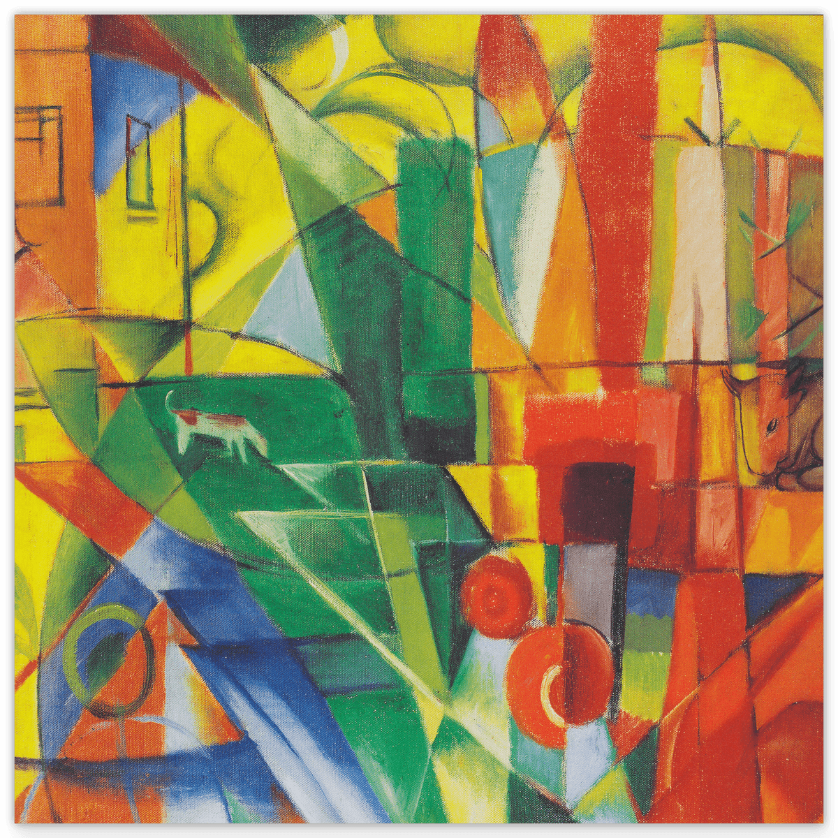 Franz Marc - Landschaft mit Haus, Hund und Rind (1914)