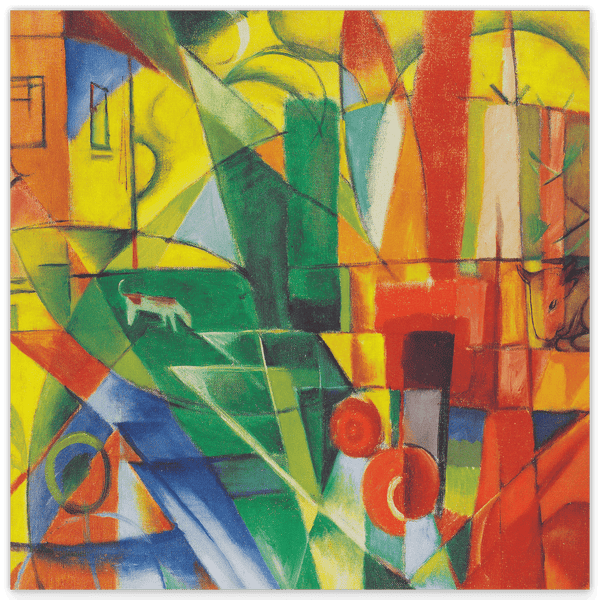 Franz Marc - Landschaft mit Haus, Hund und Rind (1914)