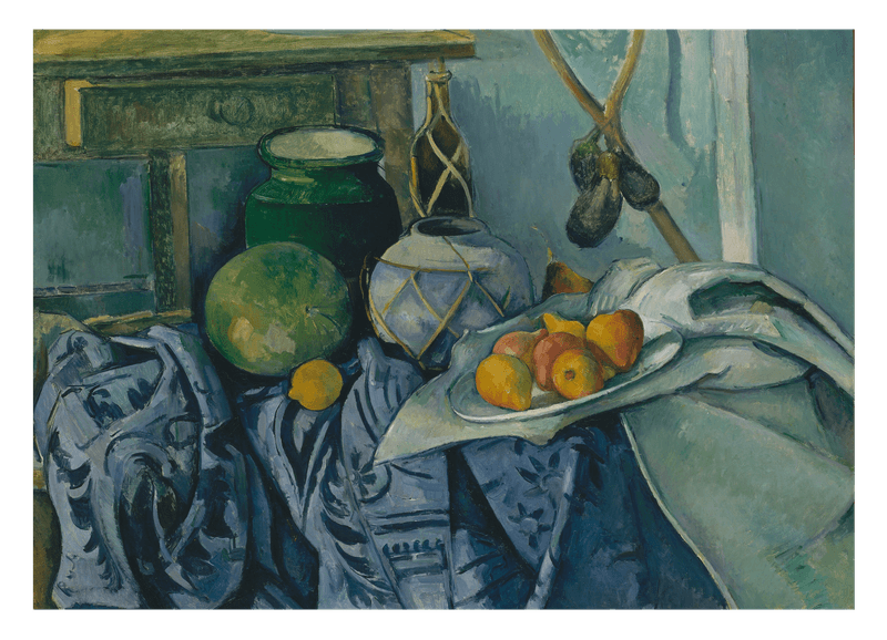 Paul Cézanne - Stillleben with mit Ingwer-Topf und Auberginen (1893-1894)