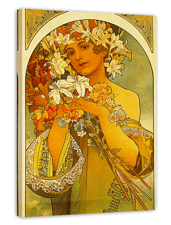 Alfons Mucha - Frau mit Blumen auf Kopf