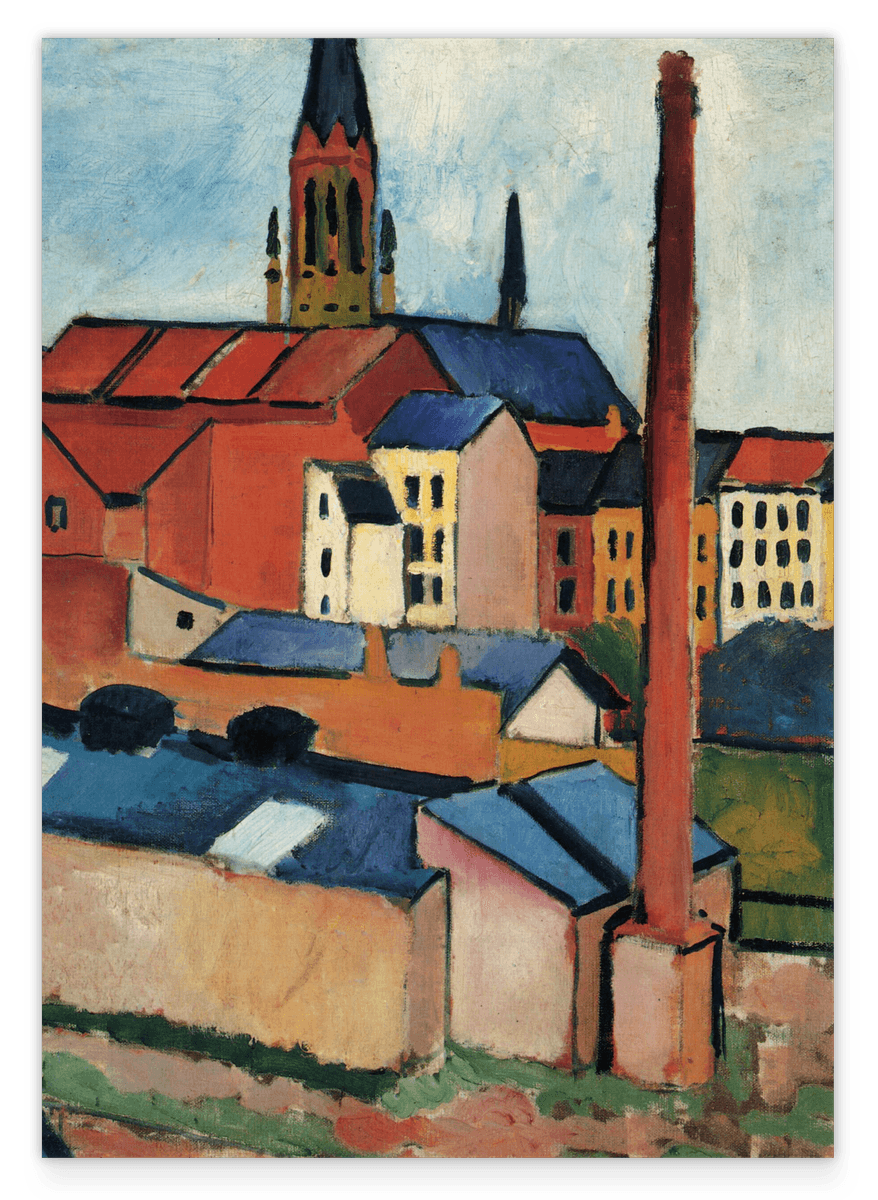 August Macke - Marienkirche mit Häusern und Schornstein