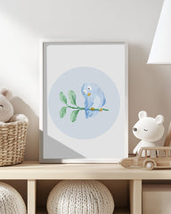 After Hover: Kleiner Vogel, Süße Illustration, Wasserfarben-Zeichnung, Dekoration für Babies und Kinder