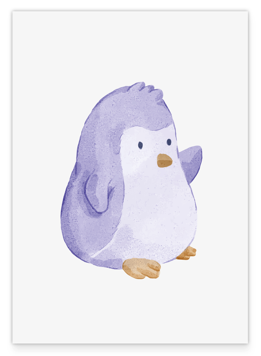 Winkender Pinguin, Wasserfarben-Zeichnung, Süße Dekoration, Illustration für Zuhause
