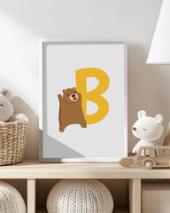 After Hover: B wie Bär, Buchstaben Lernen, ABC, Süße Illustration, Dekoration für das Zuhause