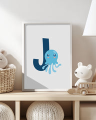 After Hover: J wie Jellyfish, Qualle, Buchstabe für Name, Englisches ABC Lernen, Süße Dekoartion