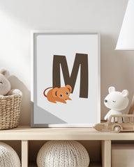 After Hover: M wie Maus, Kinder Wanddeko in Weiß, ABC Buchstaben lernen