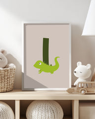 After Hover: I wie Iguana, Leguan, Buchstabe für Name, Englisches ABC Lernen, Süße Deko für Zuhause