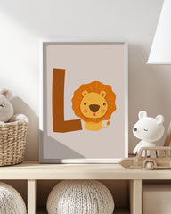 After Hover: L wie Löwe, ABC Lernen, Süße Zeichnung, Illustration für Kinder, Buchstabe für Name, Deko für Zuhause