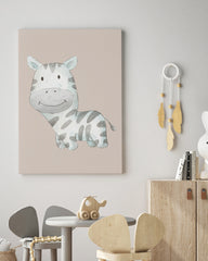 After Hover: Lächelndes Zebra, Tier-Zeichnung in Wasserfarben-Optik, Kunst für Kinder, Deko für Zuhause
