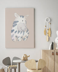After Hover: Lächelndes Zebra, Wanddekoration für Kinder & Babies in Beige, Wasserfarben-Kunst