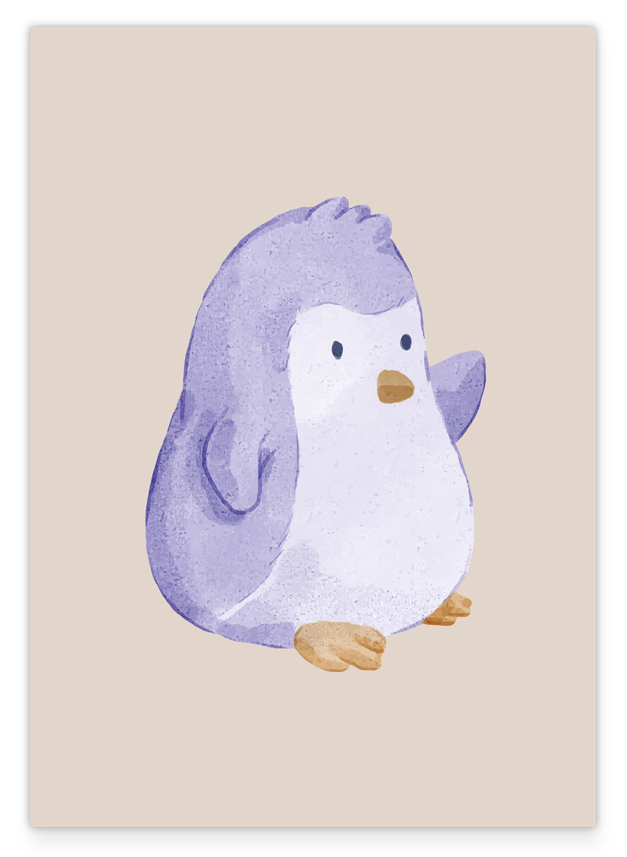 Winkender Pinguin, Wasserfarben-Zeichnung, Süße Dekoration, Illustration für Zuhause