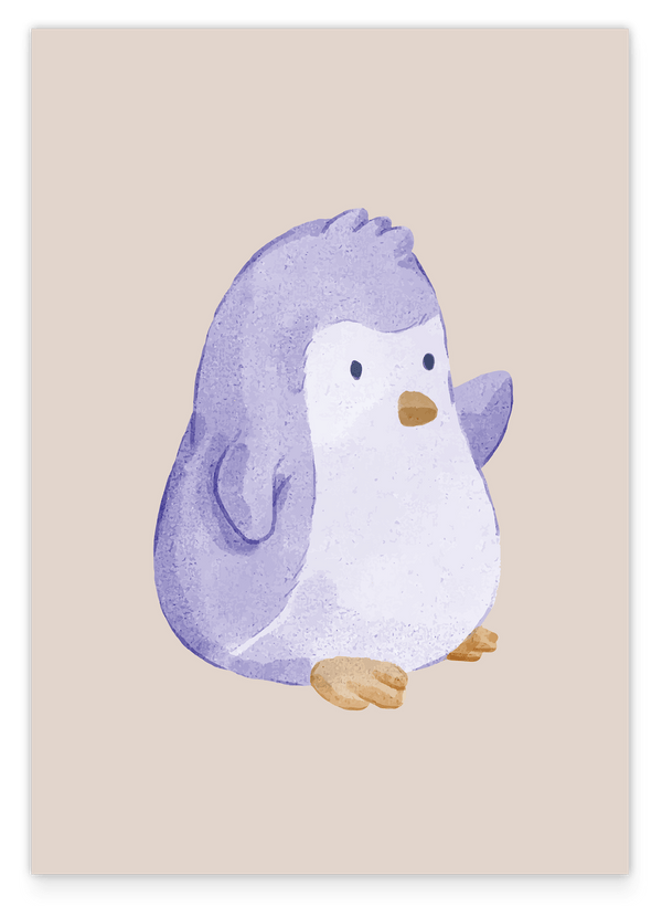 Winkender Pinguin, Wasserfarben-Zeichnung, Süße Dekoration, Illustration für Zuhause