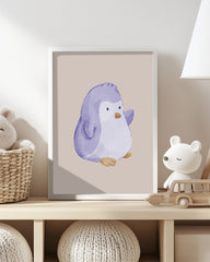 After Hover: Winkender Pinguin, Wasserfarben-Zeichnung, Süße Dekoration, Illustration für Zuhause