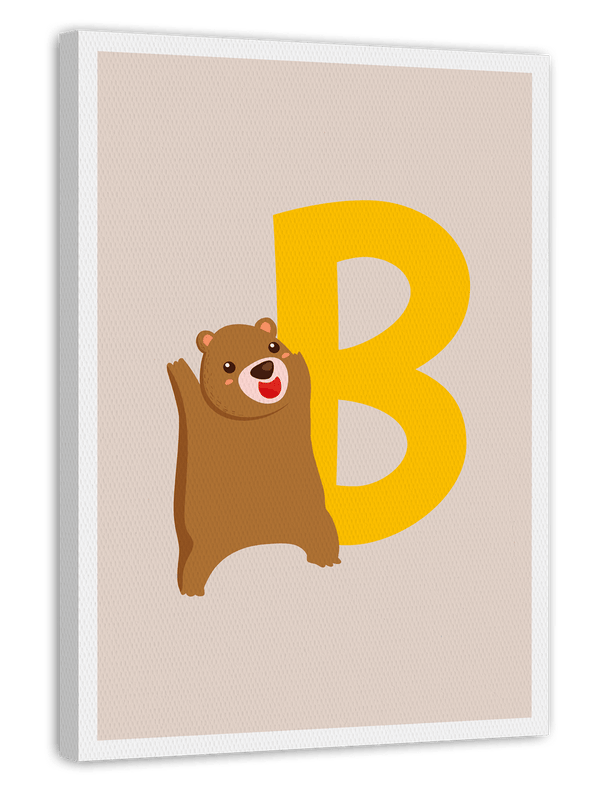 B wie Bär, Buchstaben Lernen, ABC, Süße Illustration, Dekoration für Zuhause