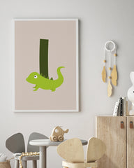 After Hover: I wie Iguana, Leguan, Buchstabe für Name, Englisches ABC Lernen, Süße Deko für Zuhause