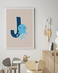 After Hover: J wie Jellyfish, Qualle, Buchstabe für Name, Englisches ABC Lernen, Süße Dekoartion