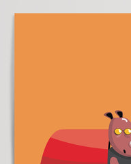 After Hover: Nora Nashorn, Bunte Zeichnung, Monstertruck, Auto-Illustration, Lustige Dekoration für Kinder