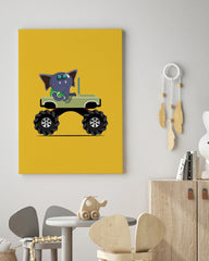 After Hover: Emil Elefant, Auto-Zeichnung, Monstertruck, Lustige Illustration für Kinder, Bunte Dekoration für Zuhause