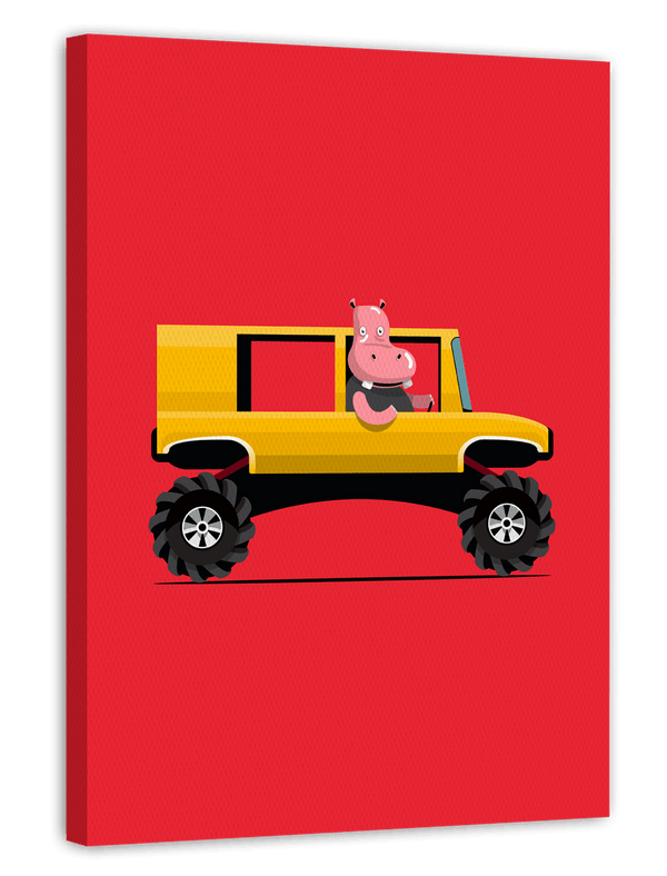 Nils Nilpferd, Lustige Deko für Kinder, Bunte Zeichnung, Süße Illustration, Dekoration für Zuhause
