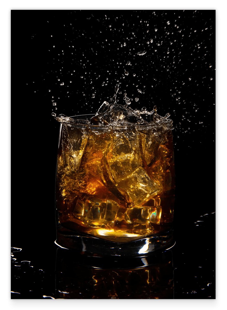 Whisky Fotografie mit Wassertropfen