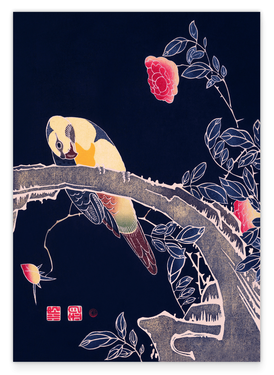 Itō Jakuchū - Papagei mit Blumen