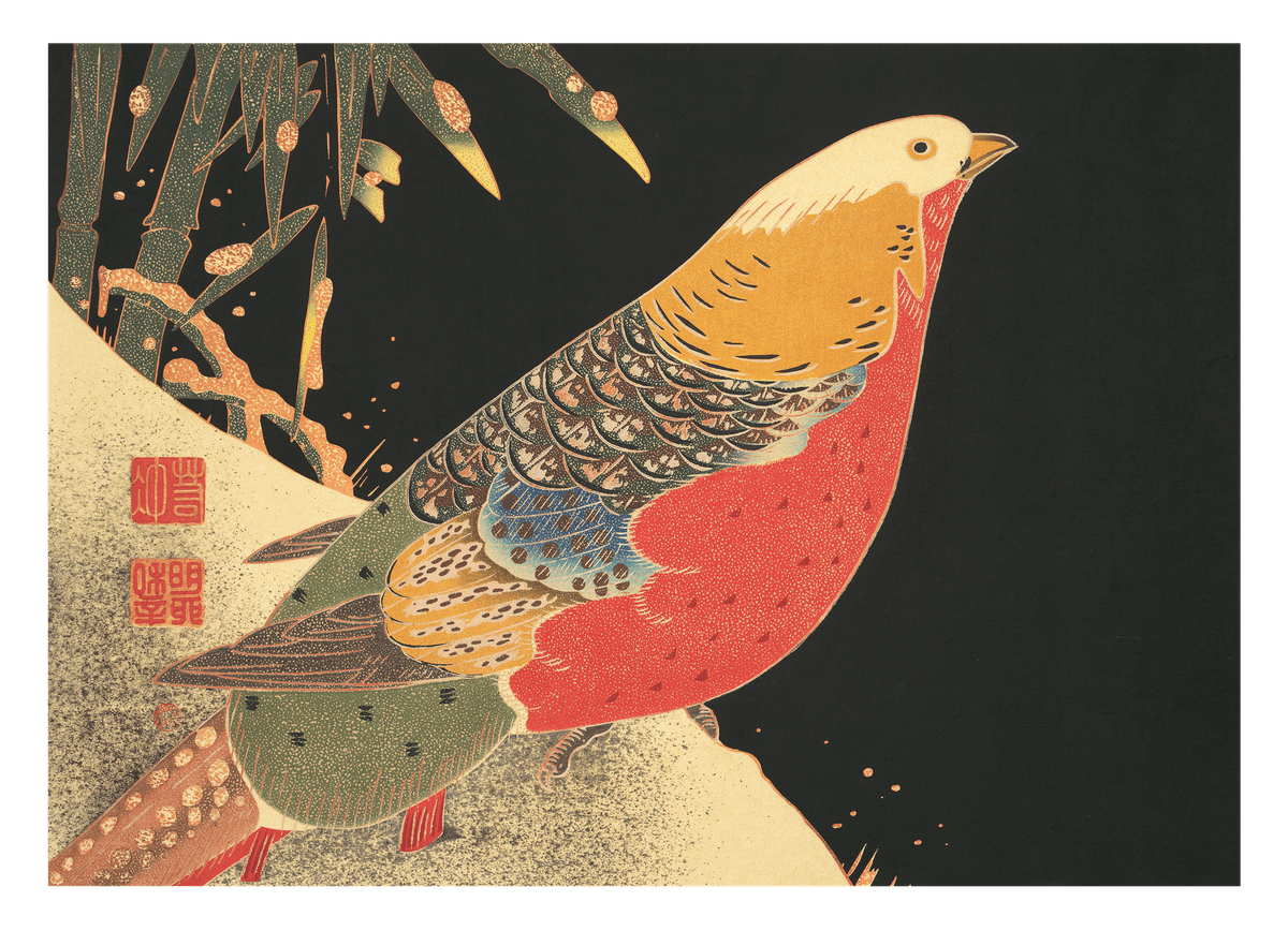 Itō Jakuchū - Fasanenvogel auf schwarzem Hintergrund