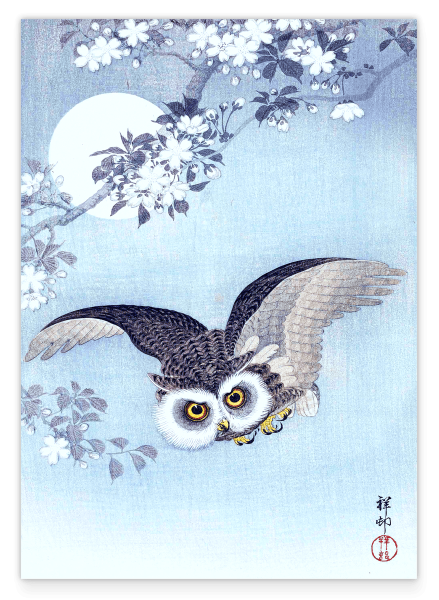 Ohara Koson - Eule bei Nacht
