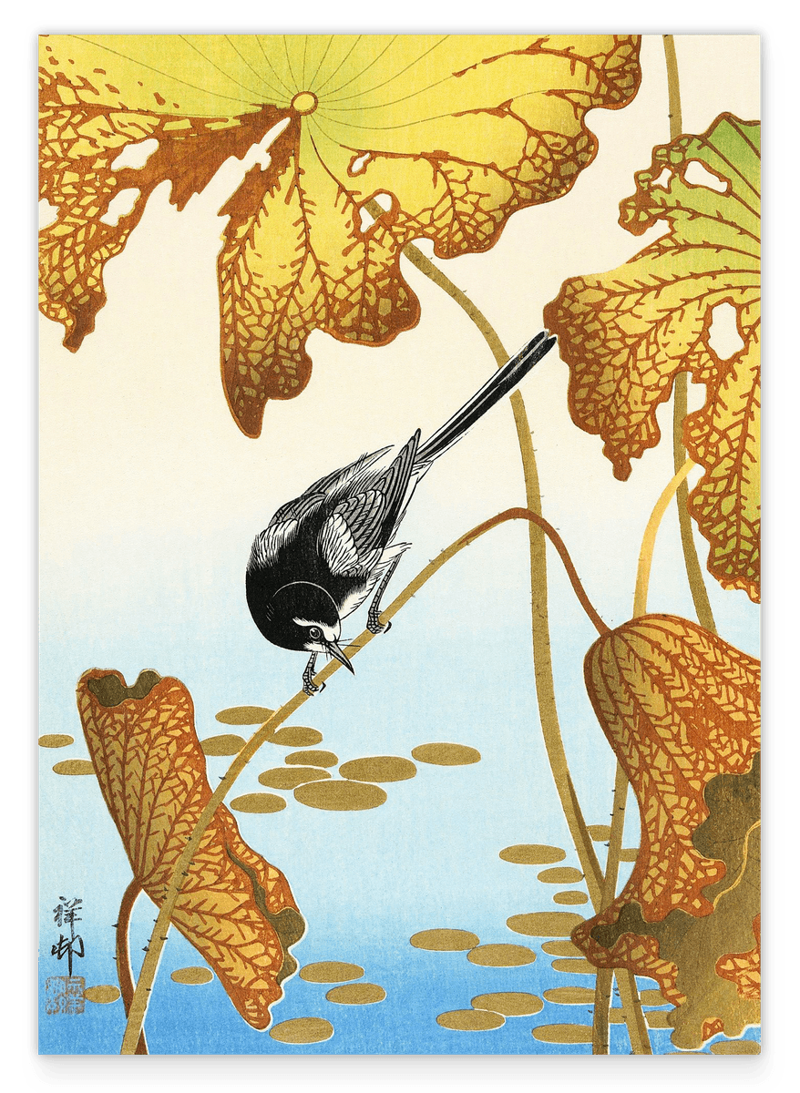 Ohara Koson - Vogel am Teich