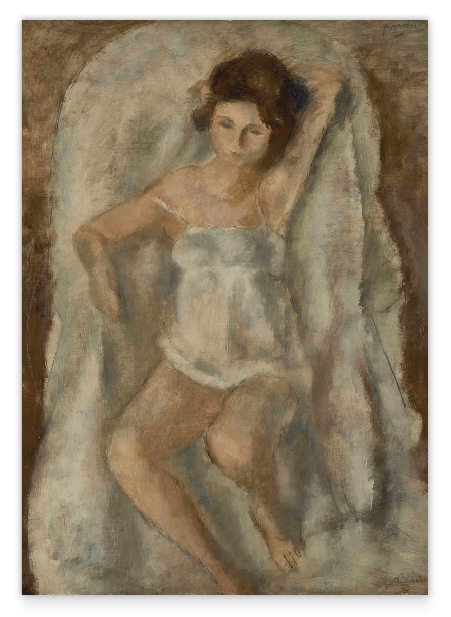 Jules Pascin - Liegende Frau im Nachhemd
