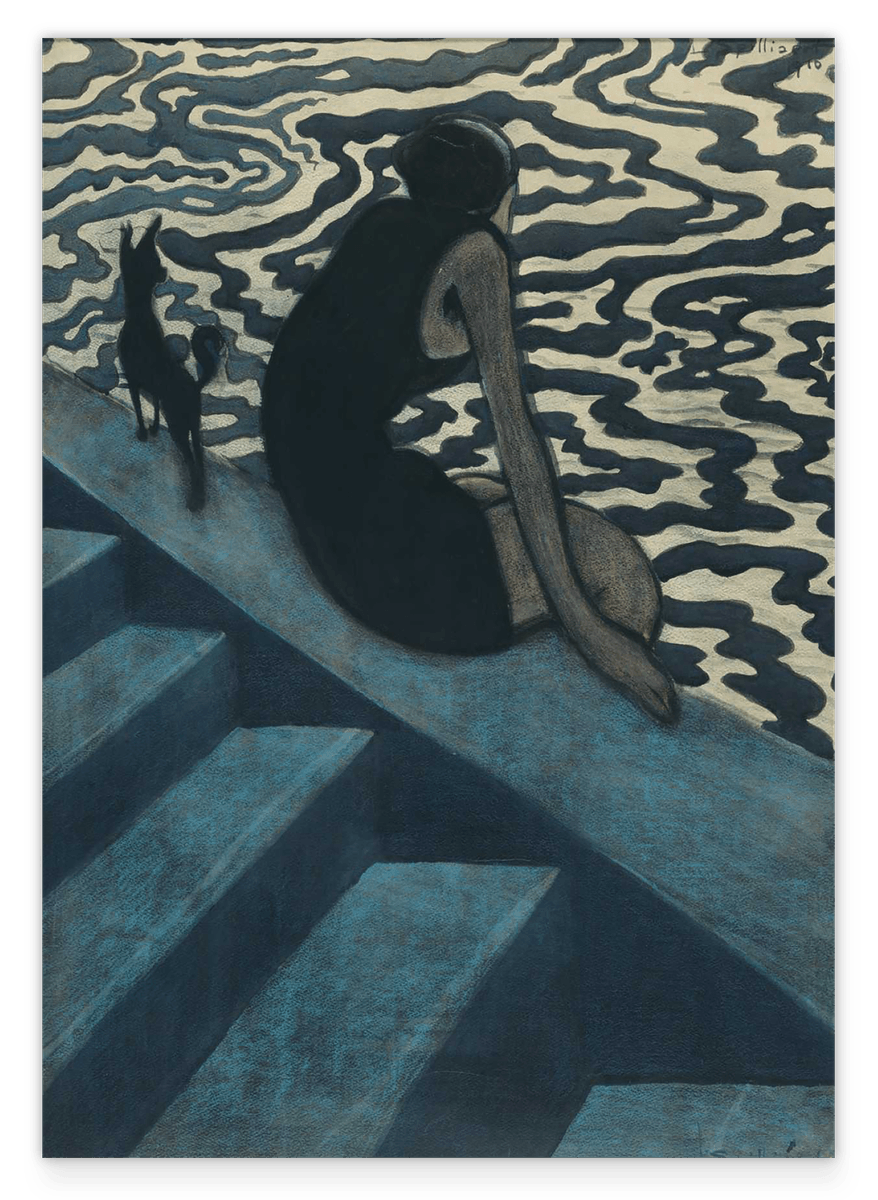 Léon Spilliaert - Sitzende Frau mit Hund am Hafen