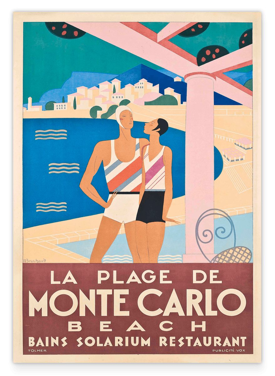 Pierre Fix-Masseau - Art Deco Werbeplakat - Strand in Monte Carlo