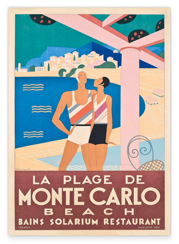 Pierre Fix-Masseau - Art Deco Werbeplakat - Strand in Monte Carlo