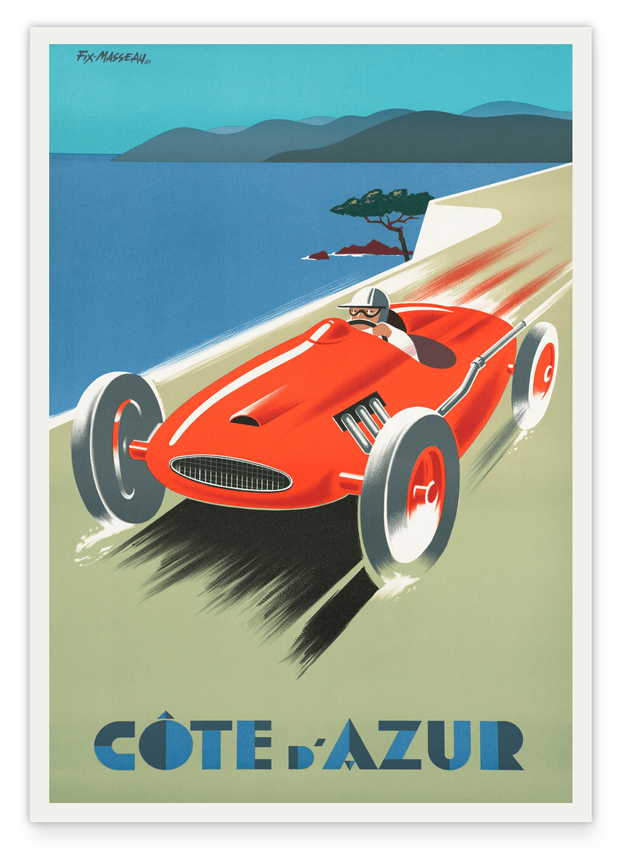 Pierre Fix-Masseau - Art Deco Werbeplakat - Rennfahren an der Côte d'Azur