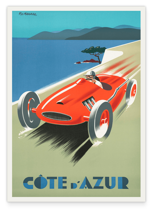 Pierre Fix-Masseau - Art Deco Werbeplakat - Rennfahren an der Côte d'Azur