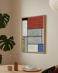 After Hover: Piet Mondrian - Komposition in Rot und Grau im Hochformat