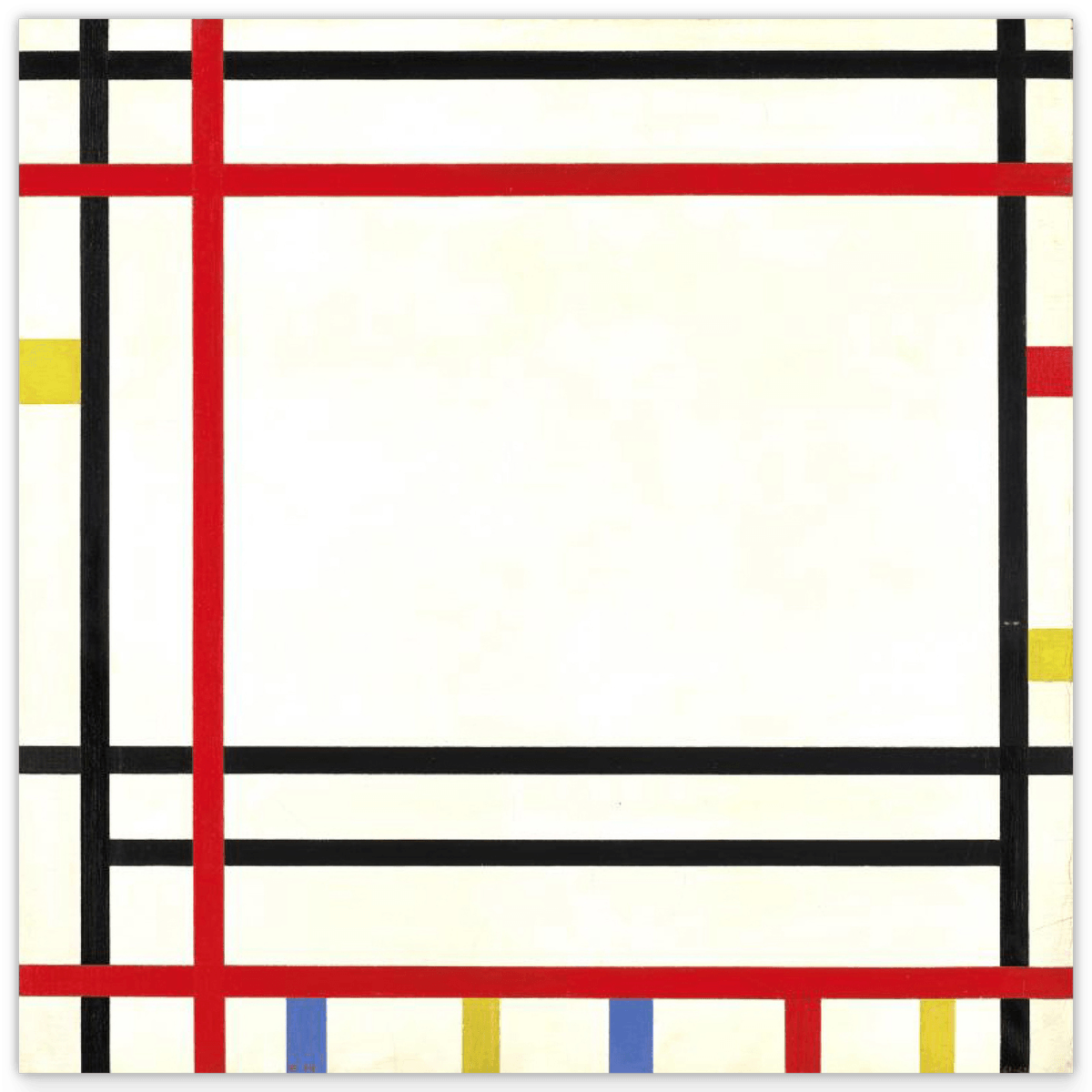 Piet Mondrian - Rot-Schwarze Gitter Komposition - Bunte Geometrie