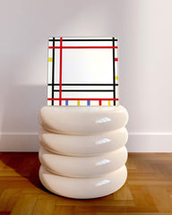 After Hover: Piet Mondrian - Rot-Schwarze Gitter Komposition - Bunte Geometrie