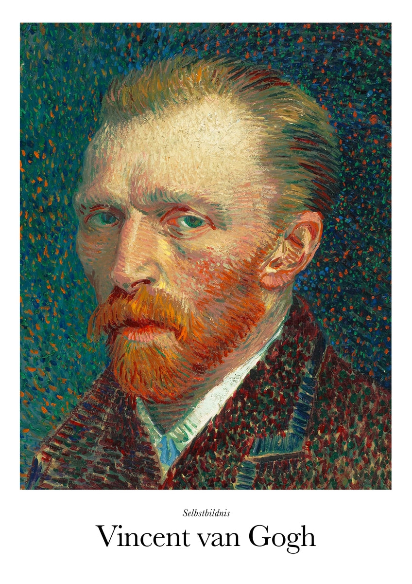 Set aus 3 Postern: Klassiker von Vincent van Gogh - Sonnenblumen, Selbstportrait & das Schlafzimmer
