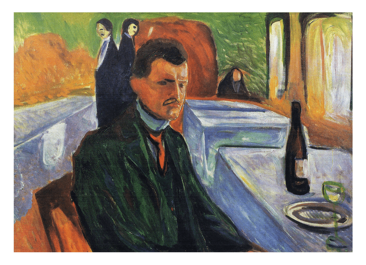 Edward Munch - Selbstpotrait mit einer Flasche Wein