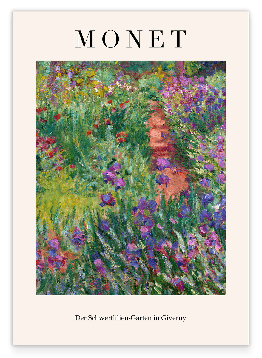 Claude Monet - Museum-Poster Der Schwertlilien-Garten in Giverny