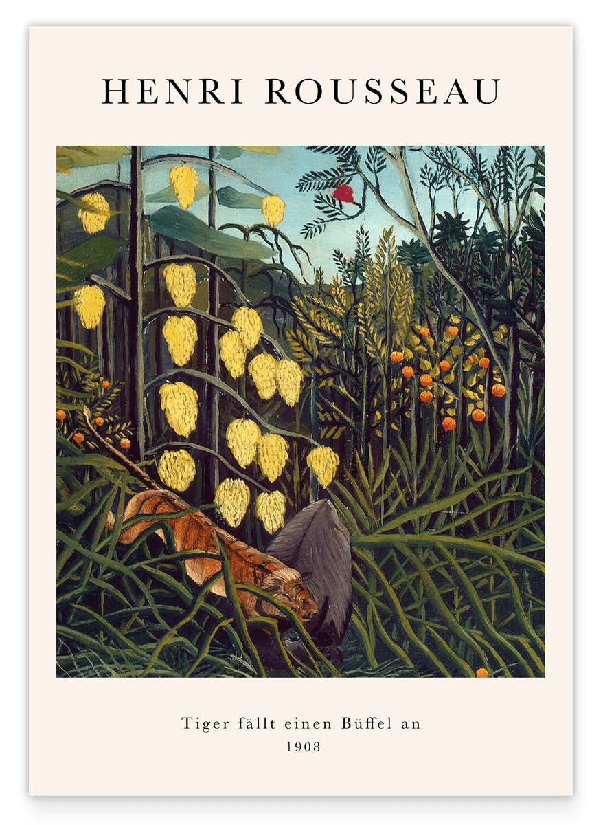 Henri Rousseau - Museum-Poster Tiger fällt einen Büffel an
