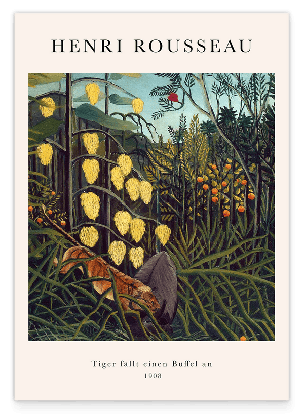 Henri Rousseau - Museum-Poster Tiger fällt einen Büffel an