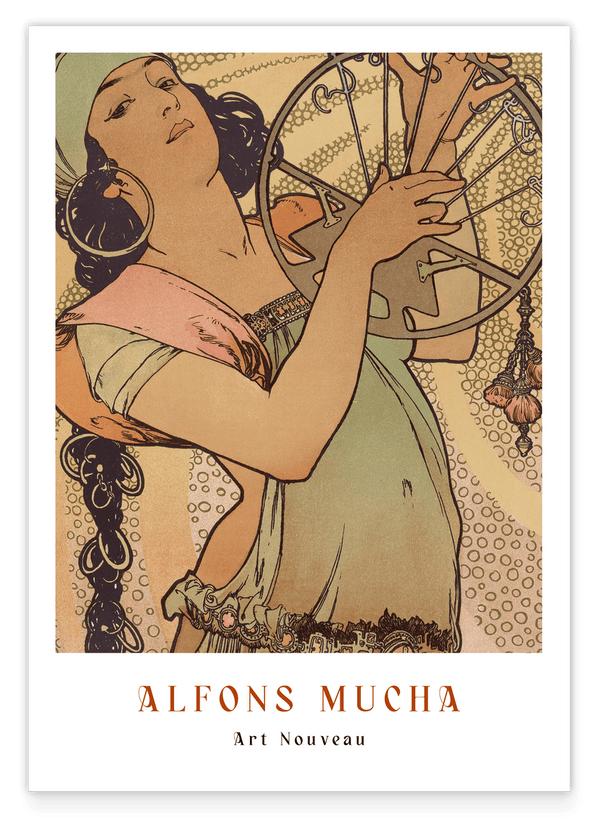 Alfons Mucha - Museum-Poster Bohemian Frau mit Musikinstrument