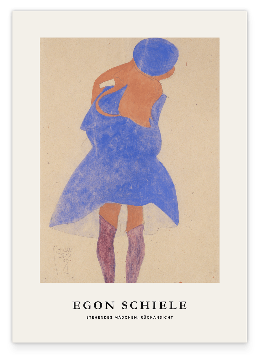 Egon Schiele - Museum-Poster I Stehendes Mädchen, Rückansicht
