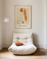 After Hover: Egon Schiele - Museum-Poster I Stehender Akt mit orangenen Drapierungen