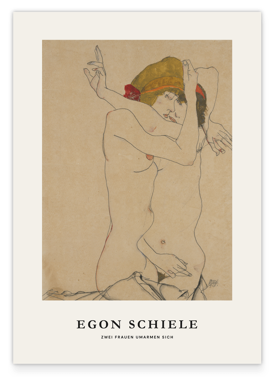 Egon Schiele - Museum-Poster I Zwei Frauen umarmen sich