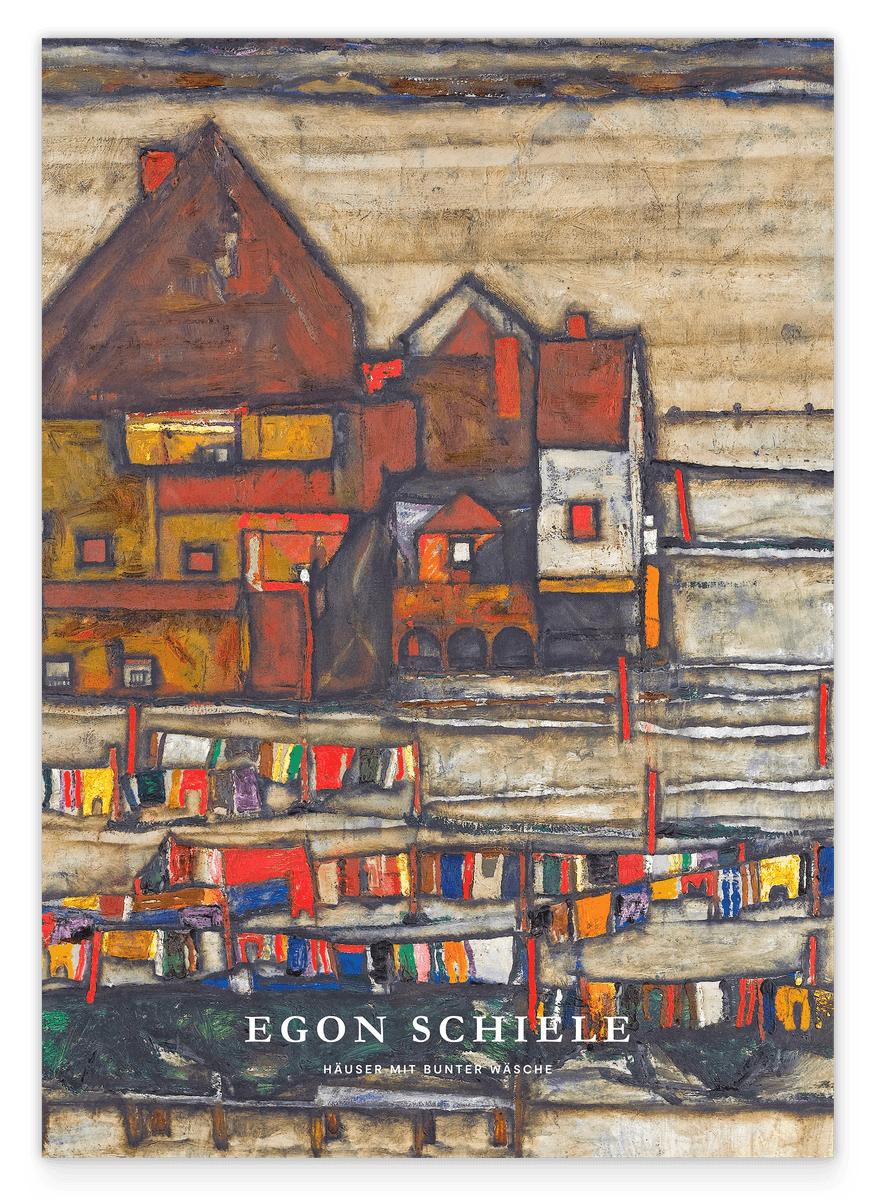 Egon Schiele - Museum-Poster II Häuser mit bunter Wäsche